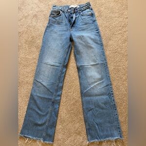 Zara Light Blue Super High Rise Wide Leg Denim